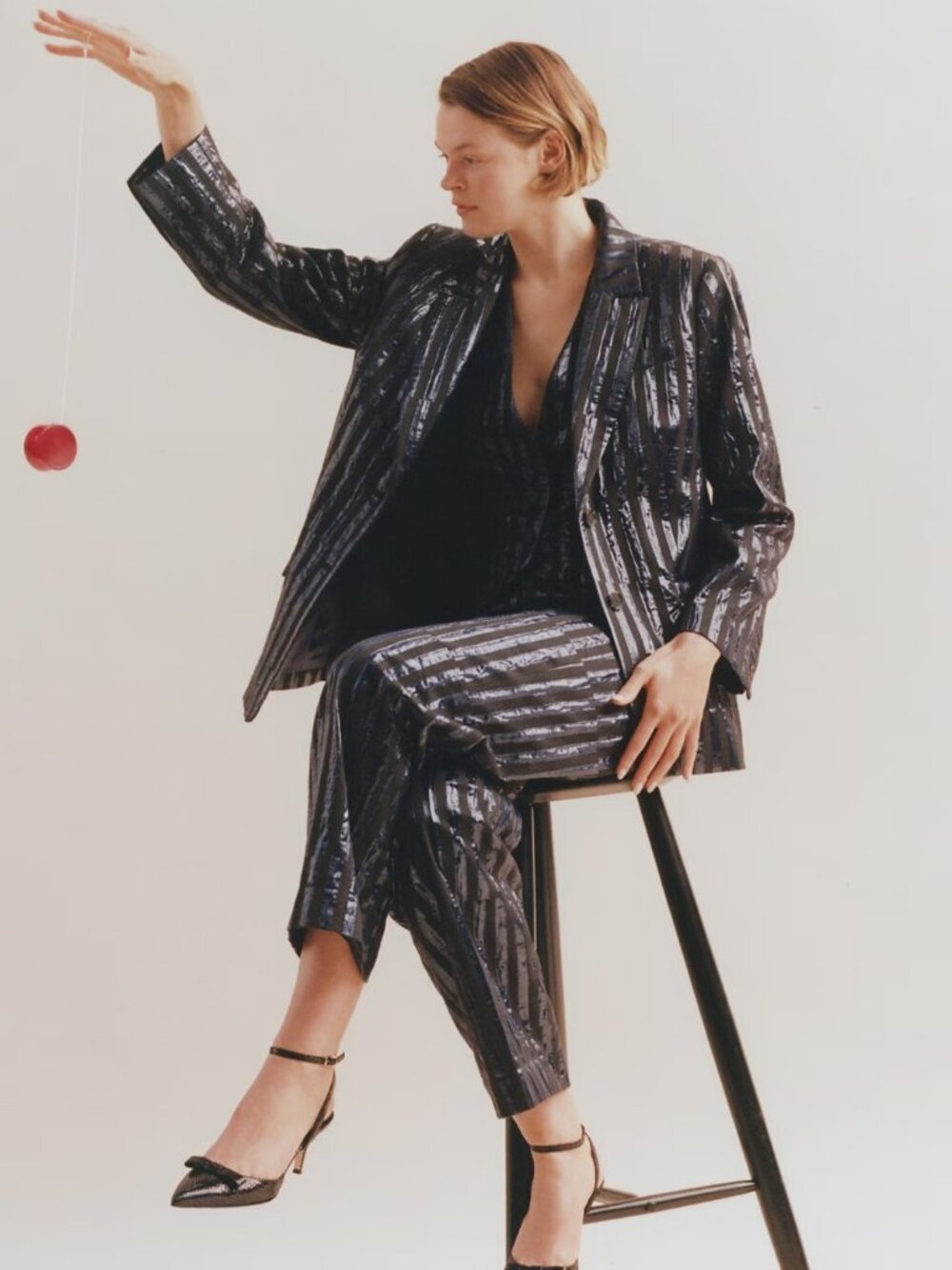 NWT Christopher John Rogers X J.Crew Relaxed Blazer in Metallic Stripe Jacket 10 - Picture 4 of 11